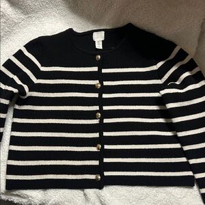 H&M Black and White Striped Cardigan